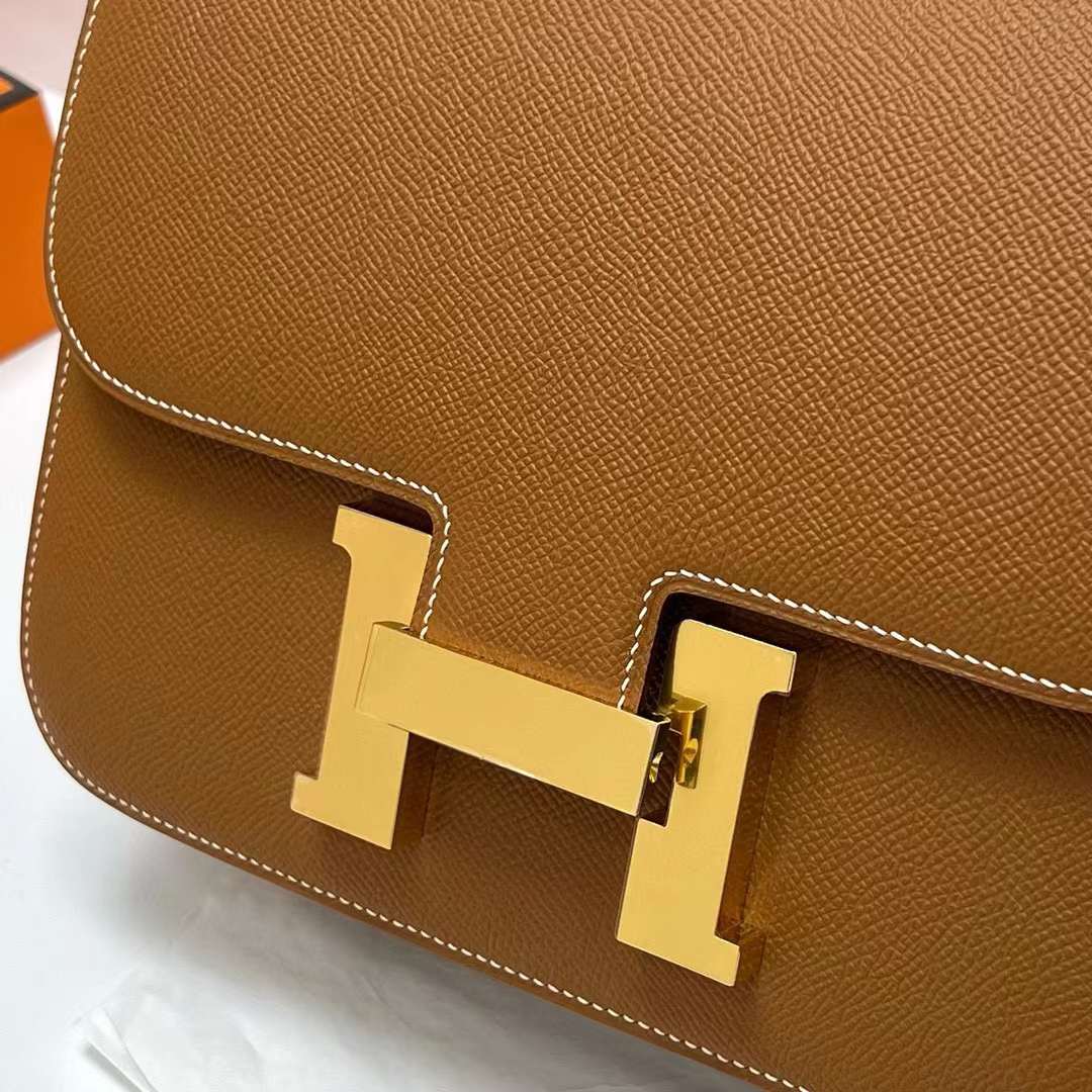 Hermès（爱马仕）Constance 康斯坦斯 Epsom Ck37 金棕色 金扣 24cm 全手工蜡线缝制 Ghw