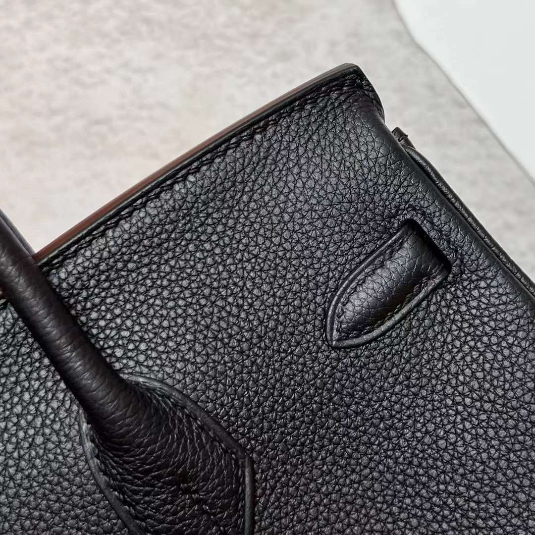 Hermès（爱马仕）Birkin 铂金包 Togo皮 原厂进口小牛皮 Ck89 黑色 银扣 25cm 全手工蜡线缝制 Phw