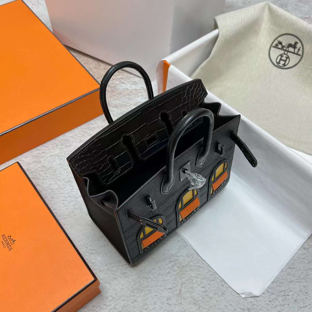 Hermès（爱马仕）Birkin 铂金包 限量版 小房子 So Black 黑色 黑扣 20cm 全手工蜡线缝制