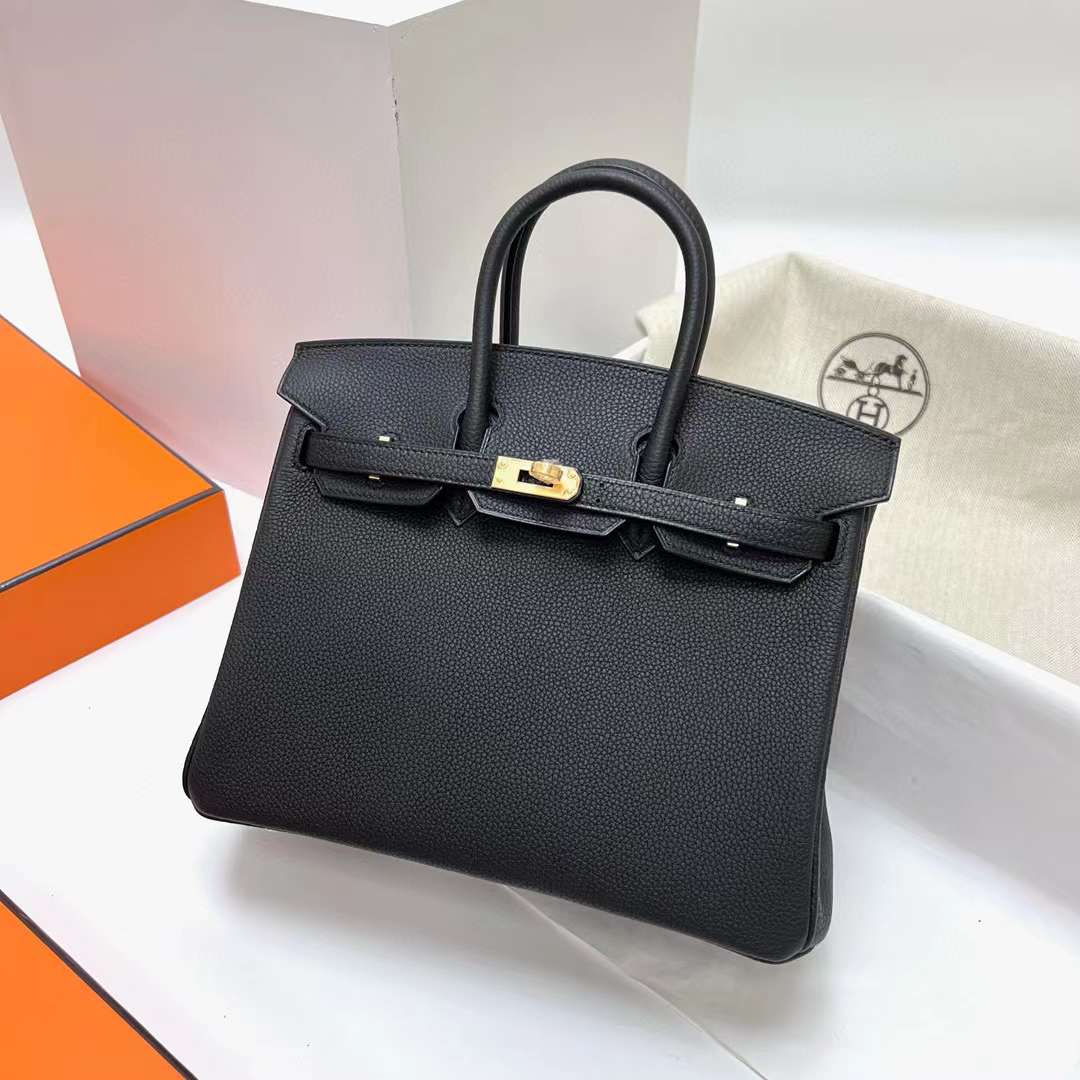 Hermès（爱马仕）Birkin 铂金包 Togo皮 Ck89 黑色 金扣 25cm 全手工蜡线缝制 Ghw