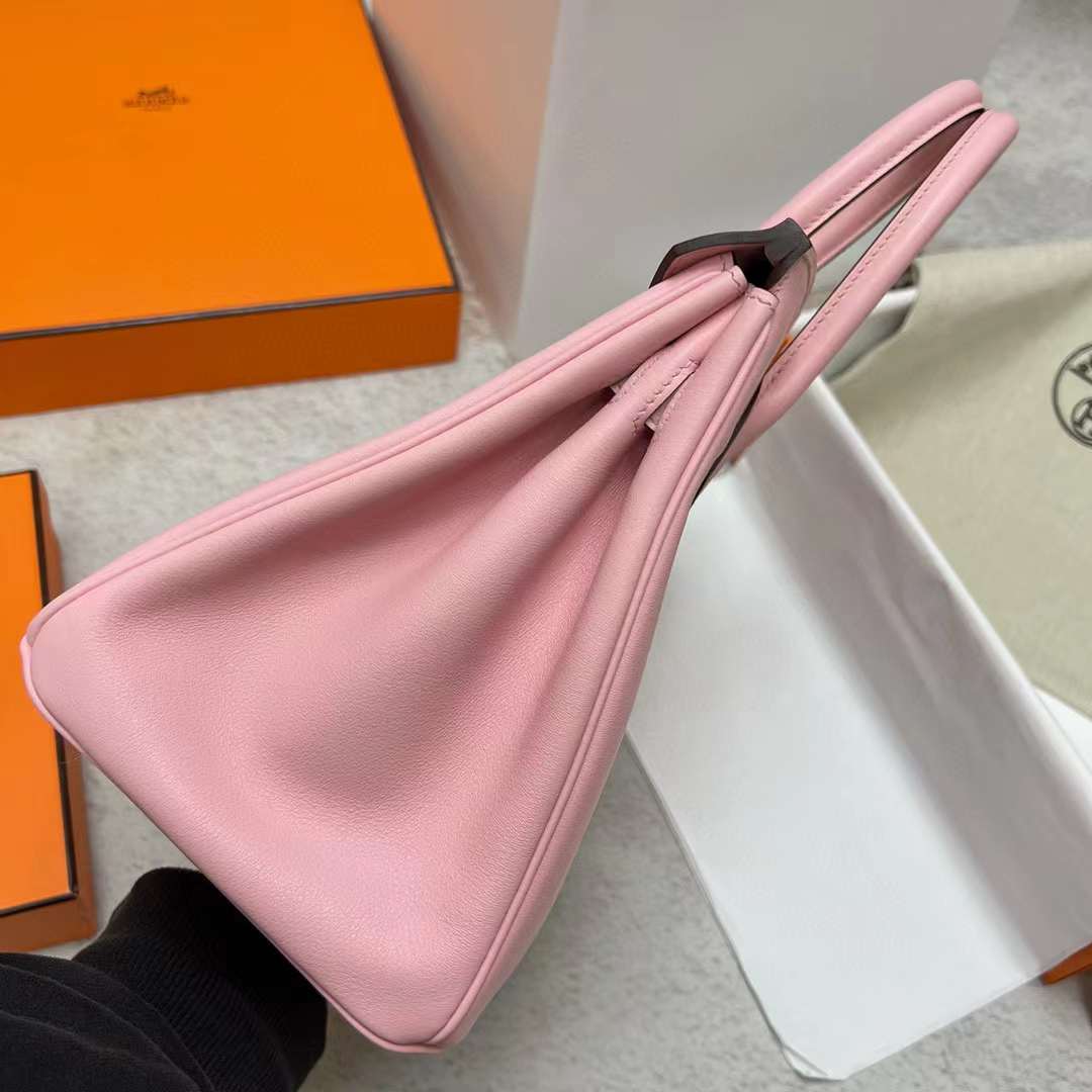 Hermès（爱马仕）Birkin 铂金包 Swift 3Q 新粉色 银扣 30cm 全手工蜡线缝制 Phw