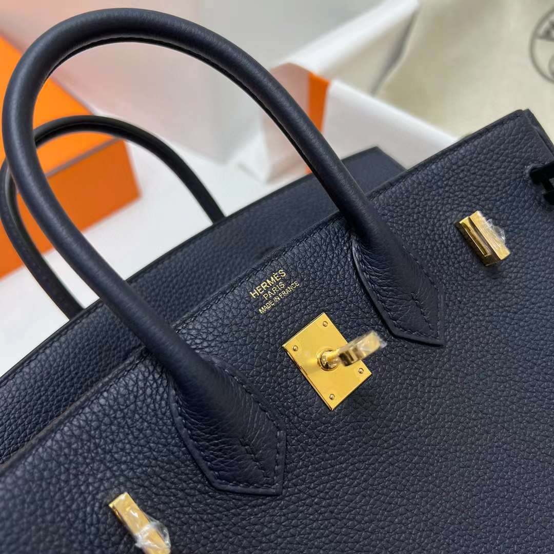 Hermès（爱马仕）Birkin 铂金包 Togo皮 2Z 午夜蓝 金扣 25cm 全手工蜡线缝制 Ghw