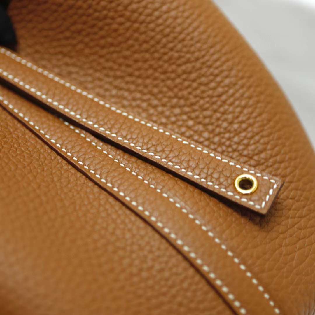 Hermès（爱马仕）Picotin 菜篮子 Clemence 原厂进口大牛皮 Ck37 金棕色 金扣 18cm 全手工蜡线缝制 Ghw
