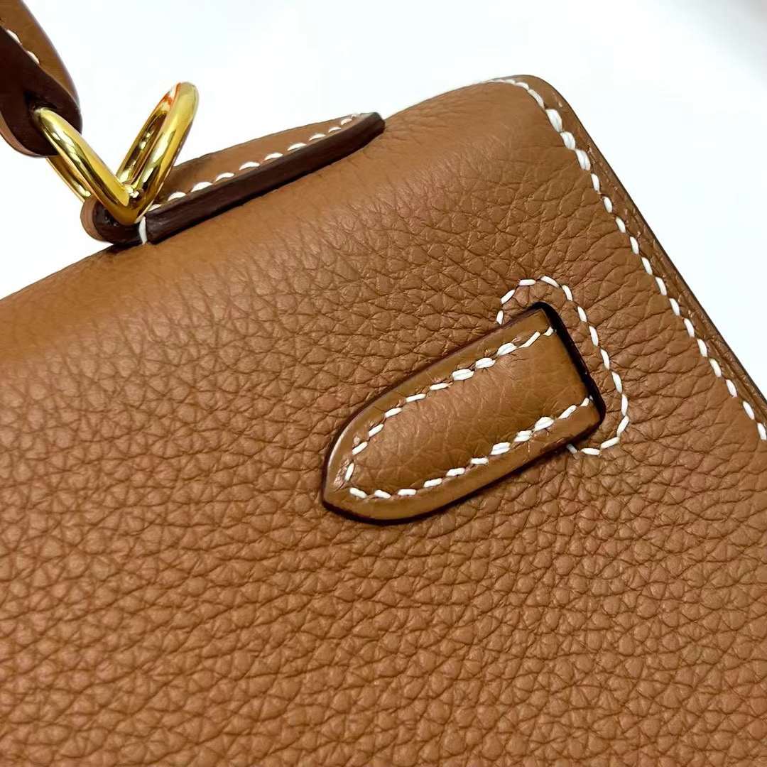 Hermès（爱马仕）Kelly 凯莉包 Sellier Togo 外缝 Ck37 金棕色 金扣 25cm 全手工蜡线缝制 Ghw