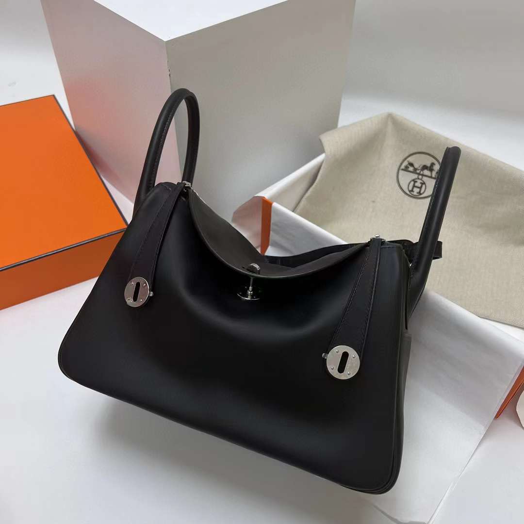 Hermès（爱马仕）Lindy 琳迪包 Touch Swift 拼 雾面尼罗鳄鱼 Ck89 黑色 银扣 30cm 全手工蜡线缝制 Phw