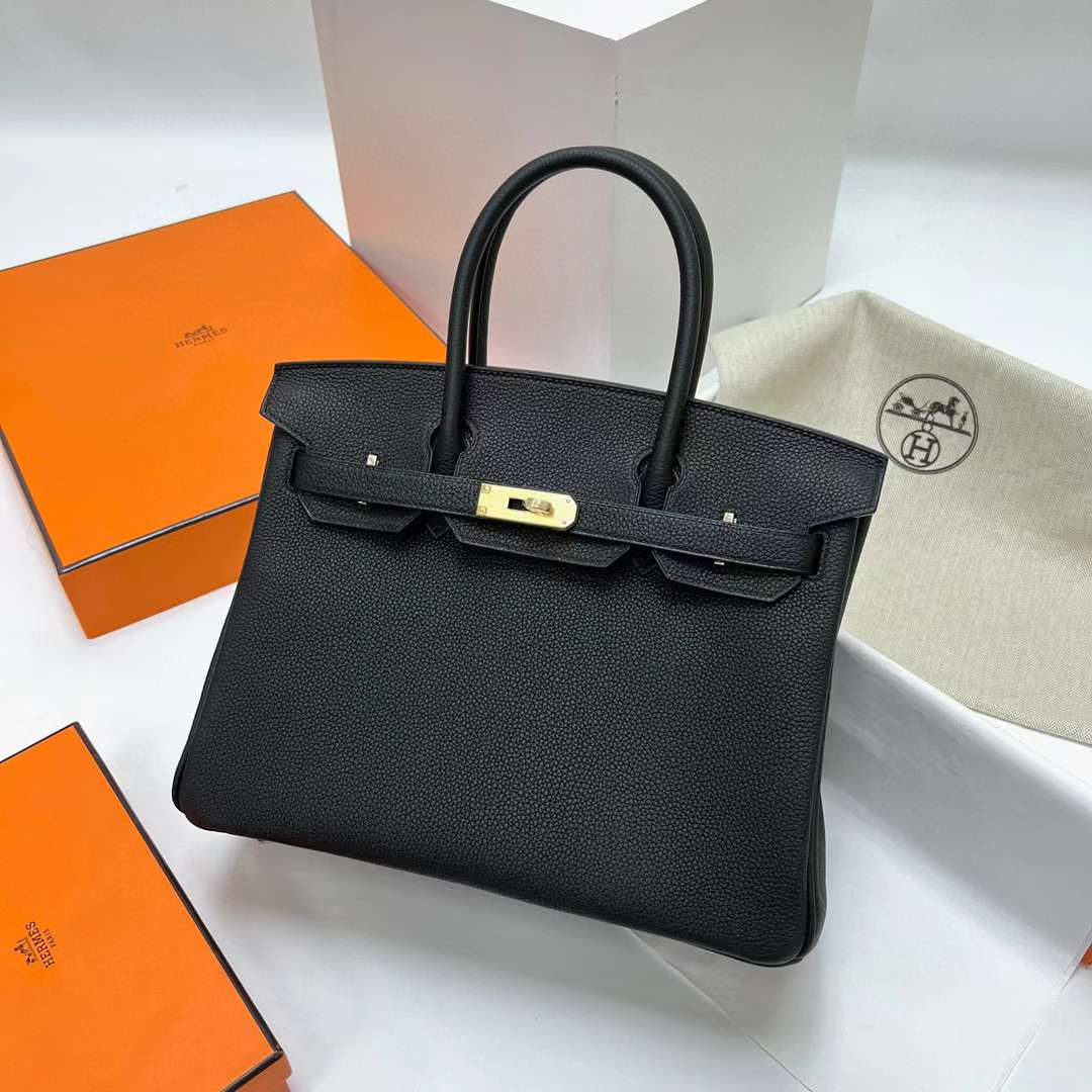 Hermès（爱马仕）Birkin 铂金包 Togo皮 Ck89 黑色 金扣 30cm 全手工蜡线缝制 Ghw