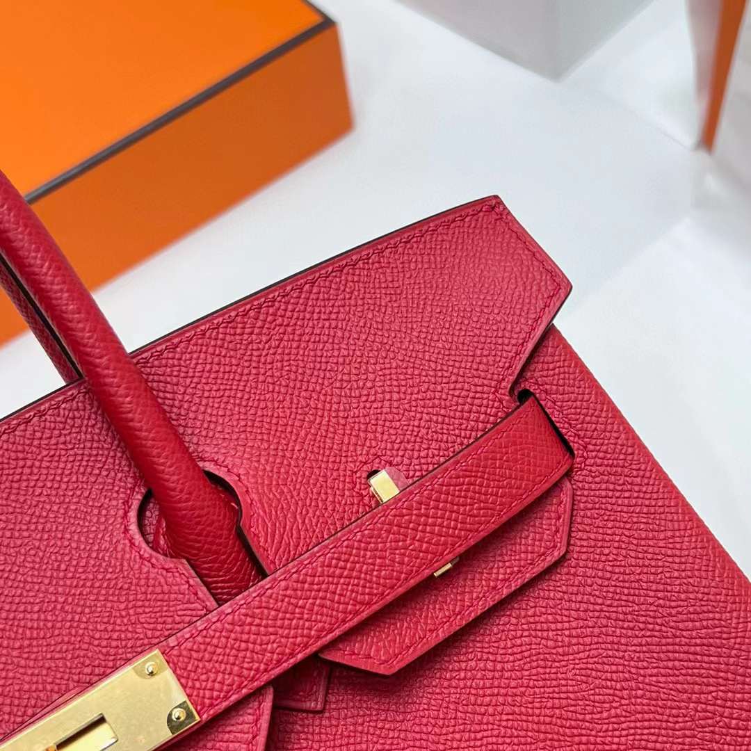 Hermès（爱马仕）Birkin 铂金包 Epsom Q5 国旗红 金扣 30cm 全手工蜡线缝制 Ghw