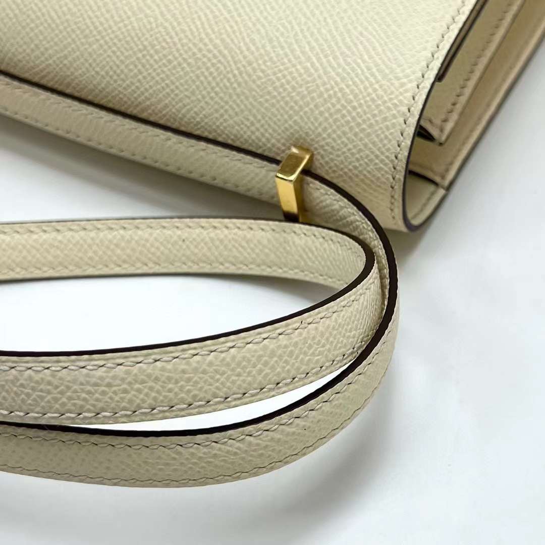 Hermès（爱马仕）Constance 空姐包 Epsom I2 奶油白 金扣 19cm 全手工蜡线缝制 Ghw