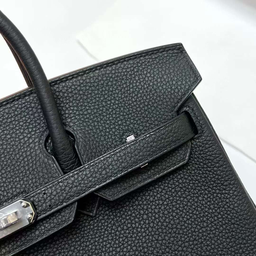 Hermès（爱马仕）Birkin 铂金包 Togo皮 Ck89 黑色 银扣 25cm 全手工蜡线缝制 Phw