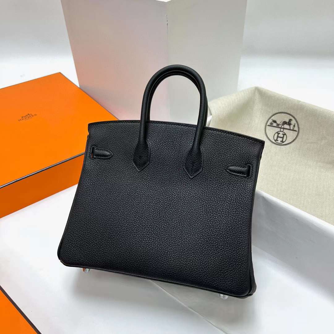 Hermès（爱马仕）Birkin 铂金包 Togo皮 Ck89 黑色 银扣 25cm 全手工蜡线缝制 Phw