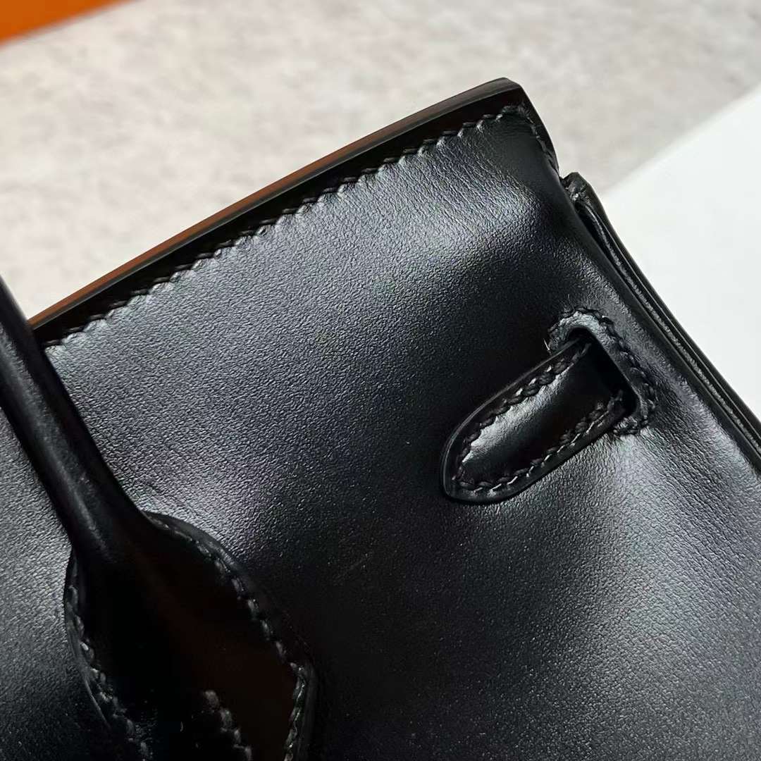 Hermès（爱马仕）Birkin 铂金包 Boxcalf Ck89 黑色 金扣 25cm 全手工蜡线缝制 Ghw