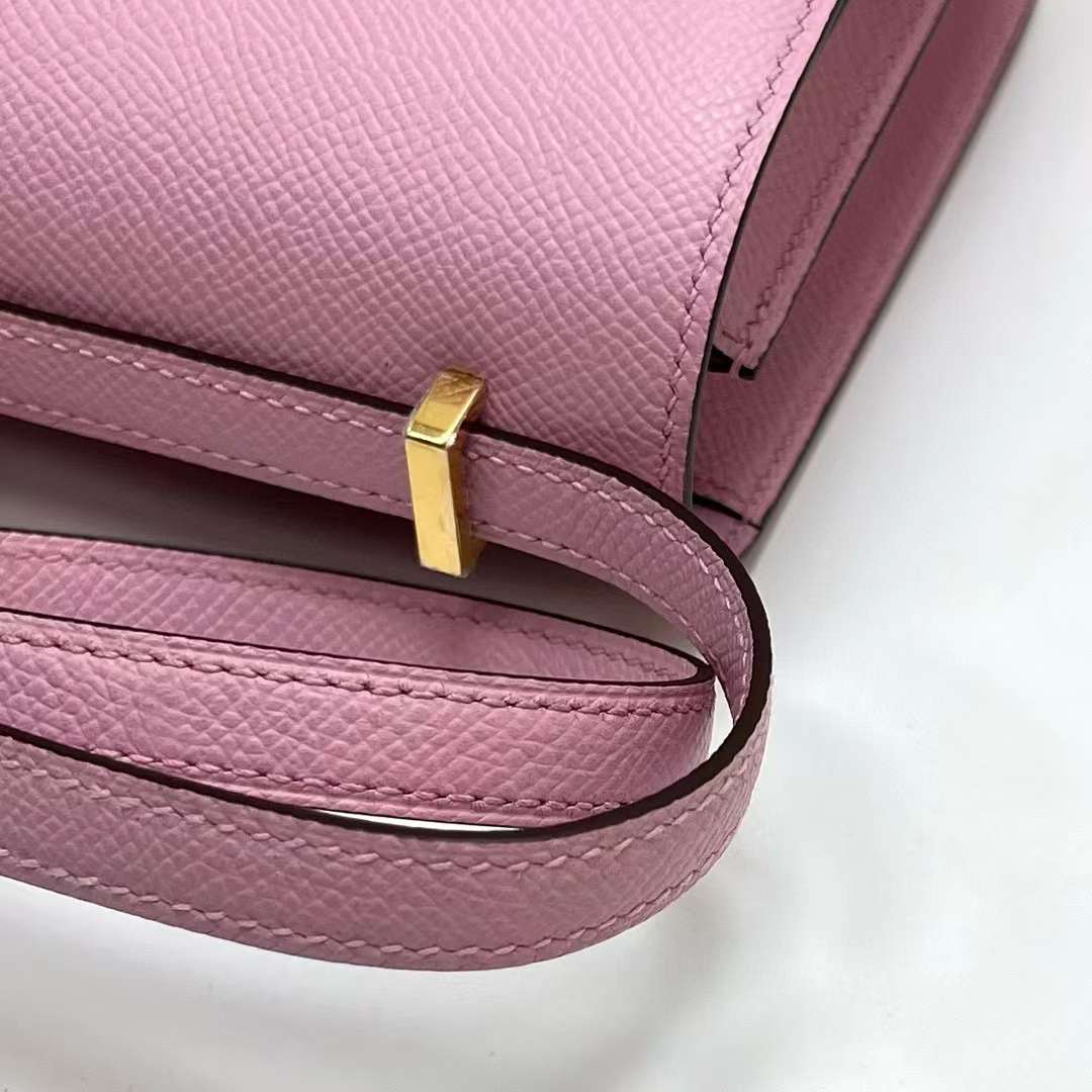 Hermès（爱马仕）Constance 空姐包 Epsom X9 锦葵紫 金扣 19cm 全手工蜡线缝制 Ghw