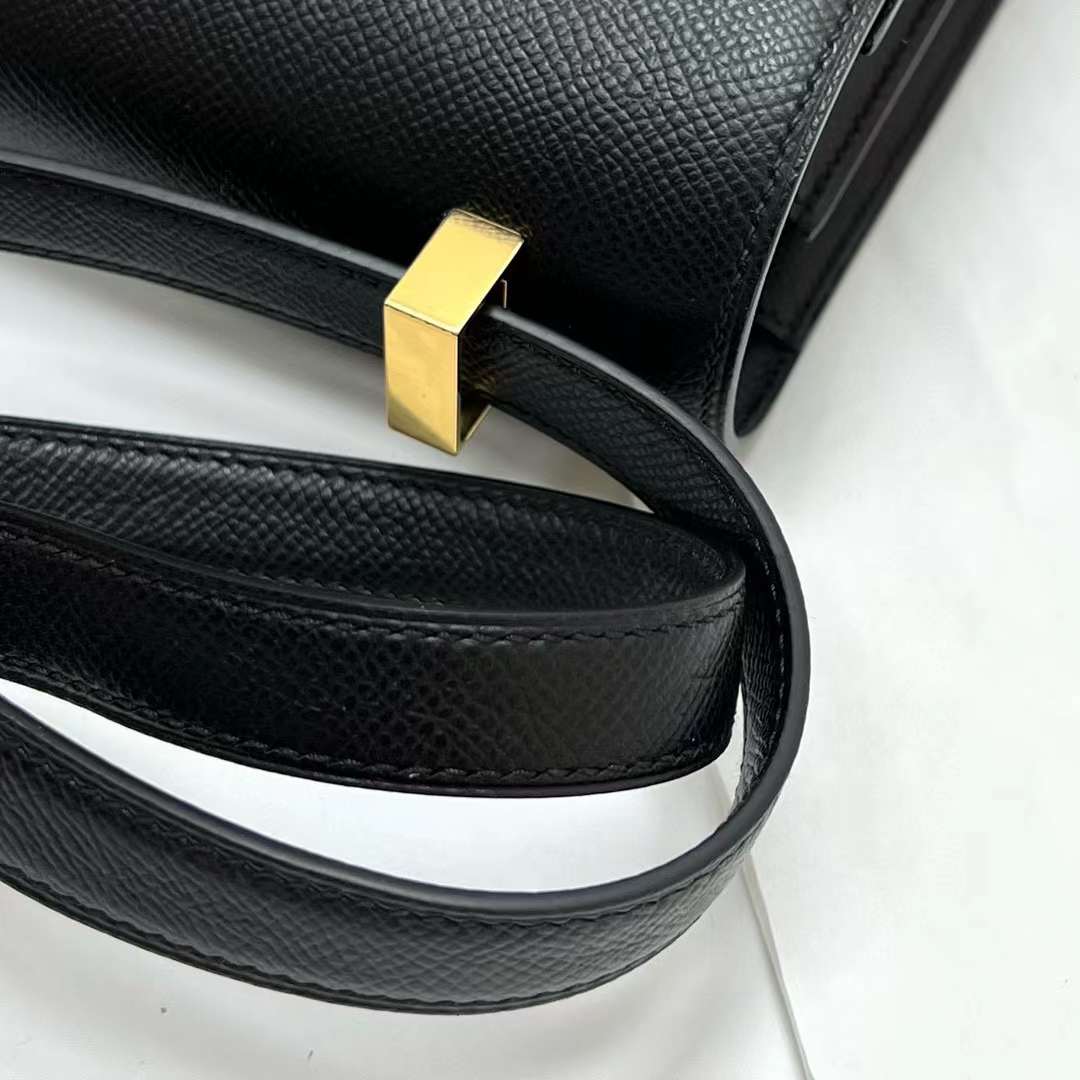 Hermès（爱马仕）Constance 康斯坦斯 Epsom Ck89 黑色 金扣 24cm 全手工蜡线缝制 Ghw