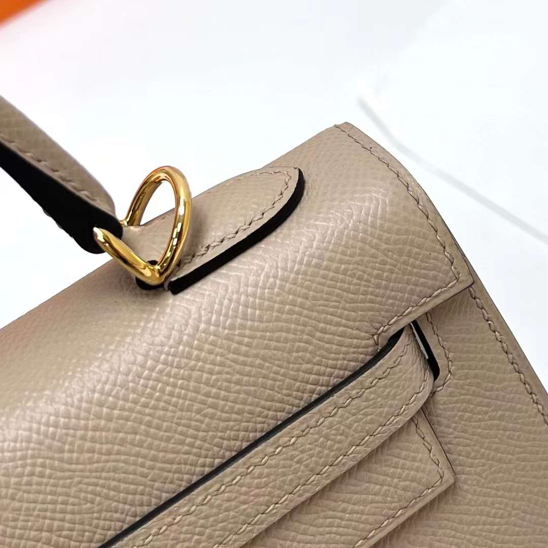 Hermès（爱马仕）Kelly 凯莉包 Epsom 2S 风衣灰 金扣 25cm 全手工蜡线缝制 Ghw