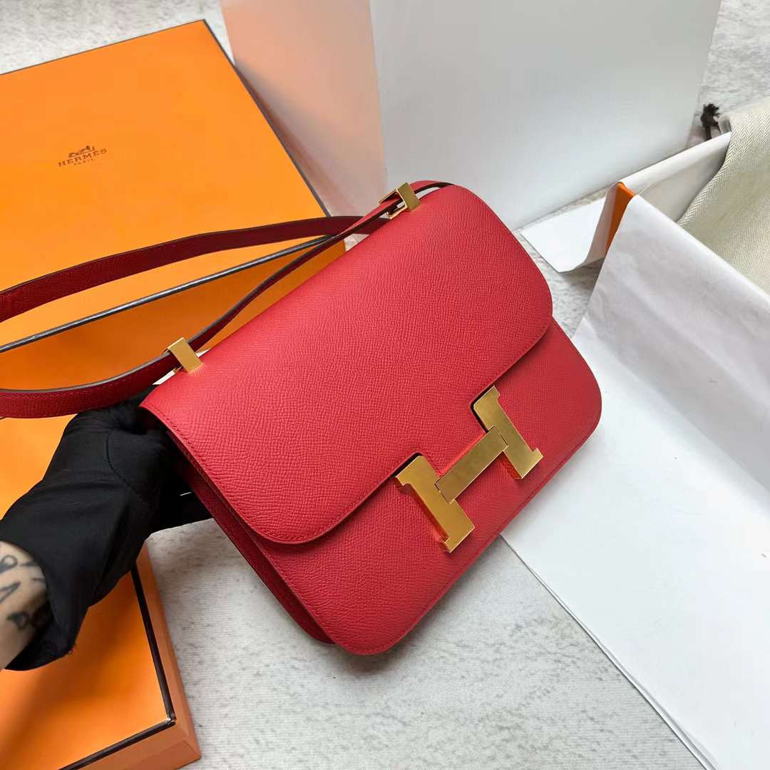 Hermès（爱马仕）Constance 康斯坦斯 24-1 镜子款 Epsom Q5 国旗红 金扣 24cm 全手工蜡线缝制 Ghw