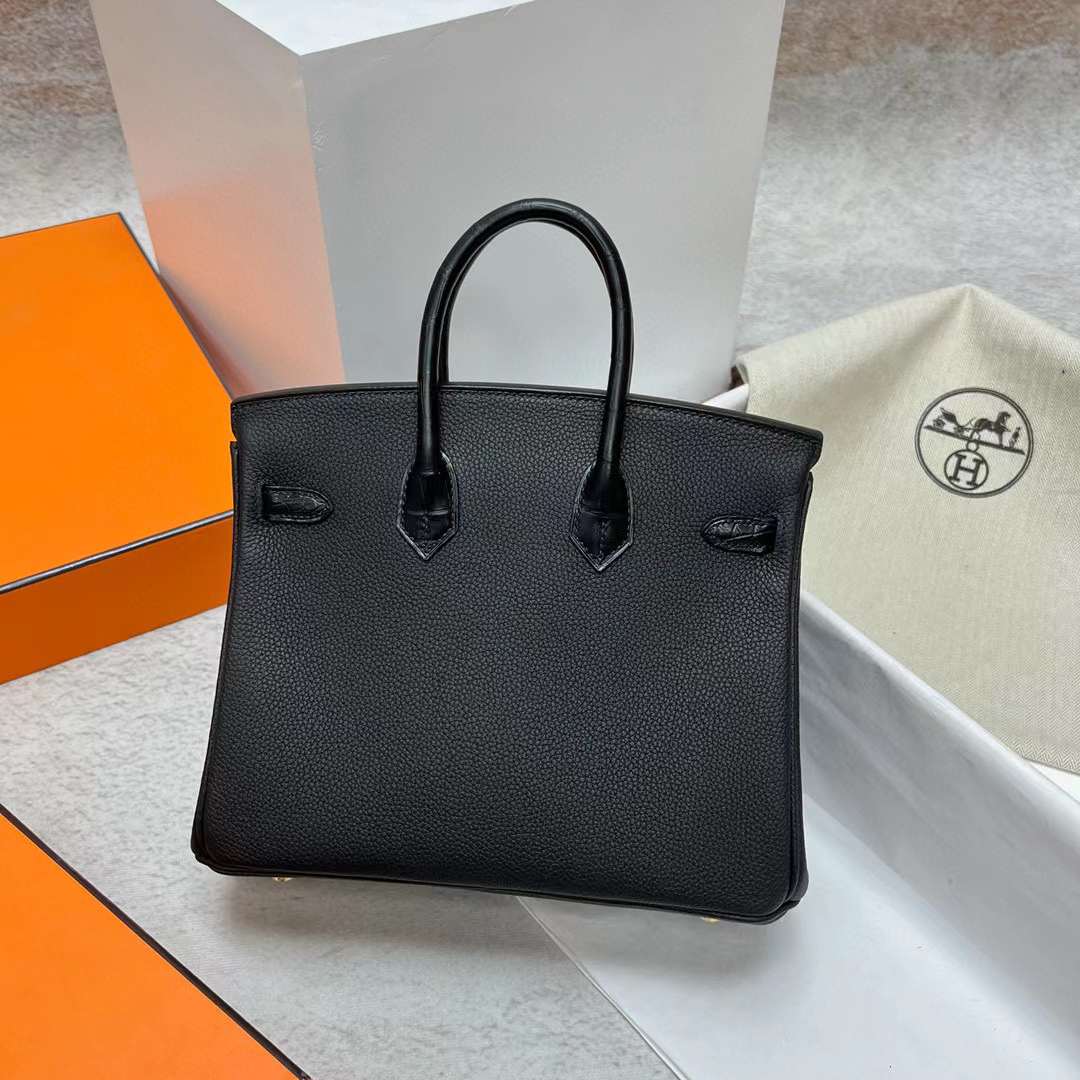 Hermès（爱马仕）Birkin 铂金包 Touch Togo 拼 雾面美洲鳄鱼皮 Ck89 黑色 金扣 25cm 全手工蜡线缝制 Ghw