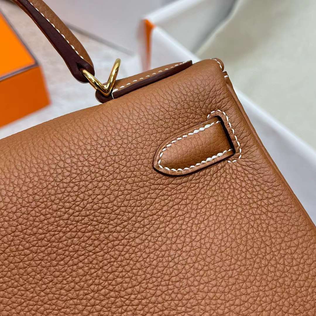Hermès（爱马仕）Kelly 凯莉包 Togo Ck37 金棕色 金扣 28cm 全手工蜡线缝制 Ghw