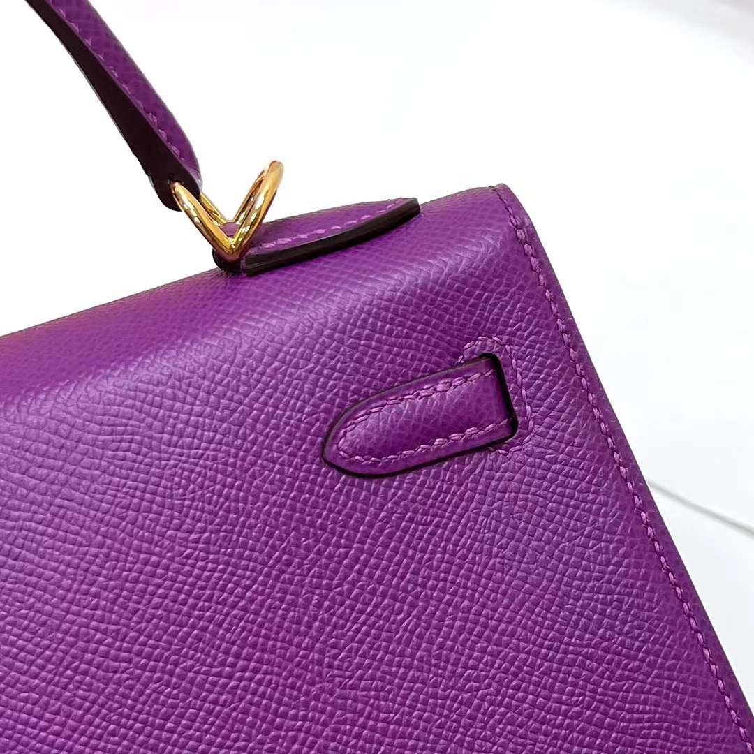 Hermès（爱马仕）Kelly 凯莉包 Epsom P9 海葵紫 金扣 25cm 全手工蜡线缝制 Ghw