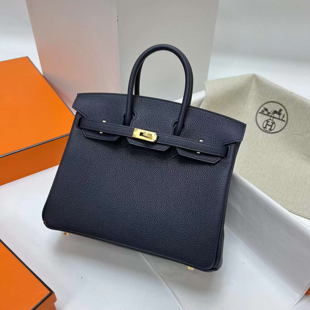 Hermès（爱马仕）Birkin 铂金包 Togo皮 2Z 午夜蓝 金扣 25cm 全手工蜡线缝制 Ghw