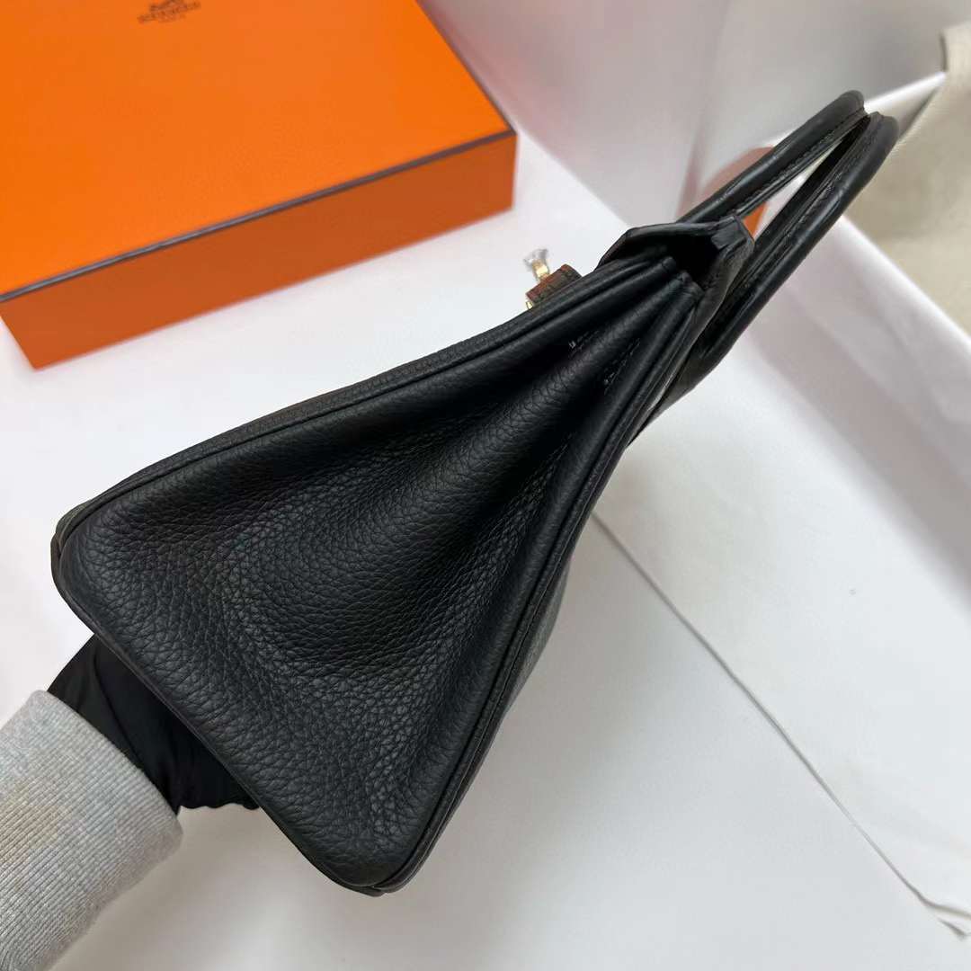 Hermès（爱马仕）Birkin 铂金包 Touch Togo & 雾面美洲鳄 Ck89 黑色 金扣 25cm 全手工蜡线缝制 Ghw