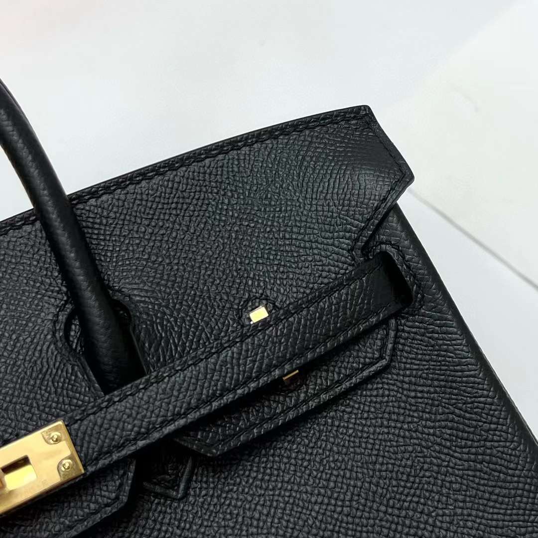 Hermès（爱马仕）Birkin 铂金包 Epsom Ck89 黑色 金扣 25cm 全手工蜡线缝制 Ghw