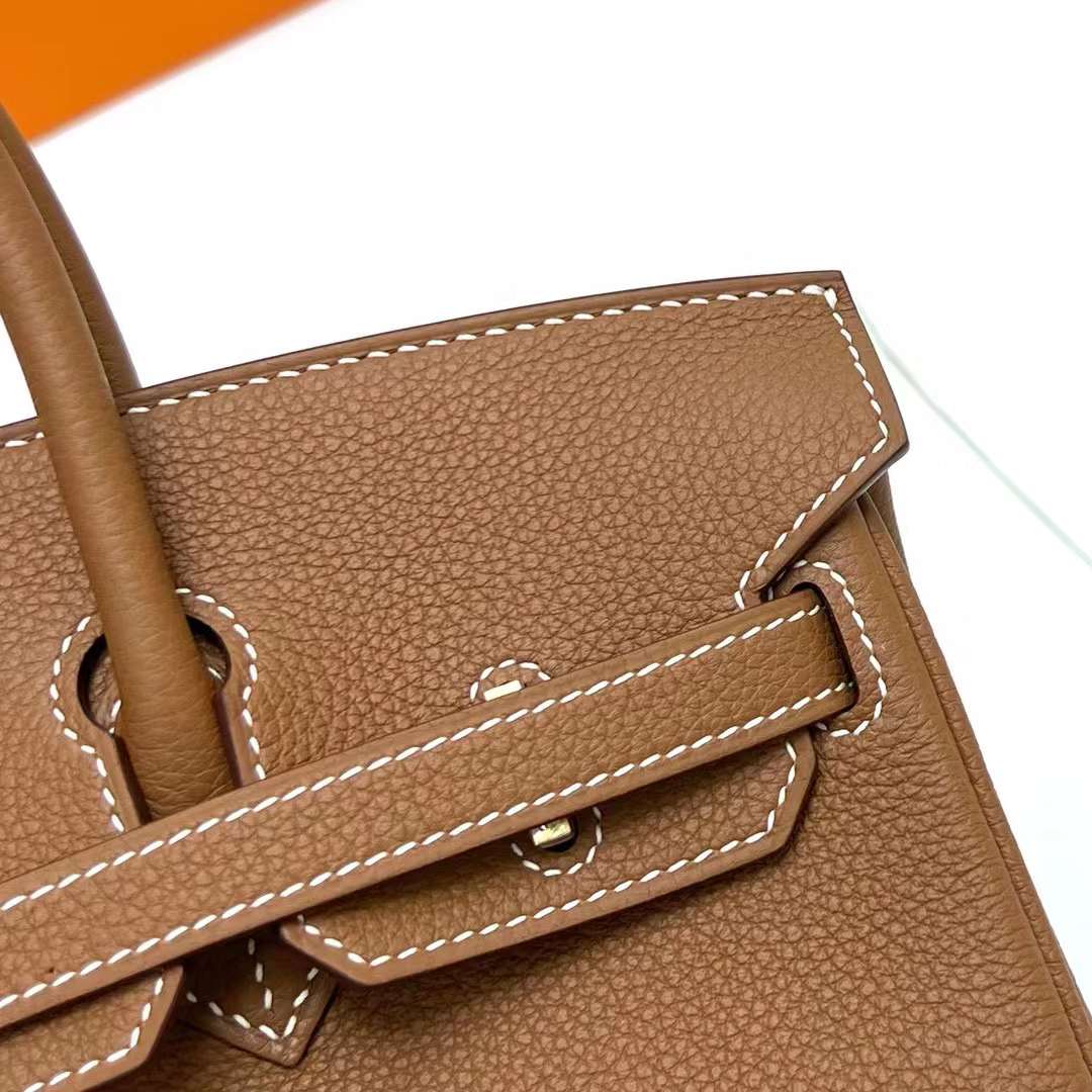 Hermès（爱马仕）Birkin 铂金包 Togo皮 Ck37 金棕色 金扣 25cm 全手工蜡线缝制 Ghw