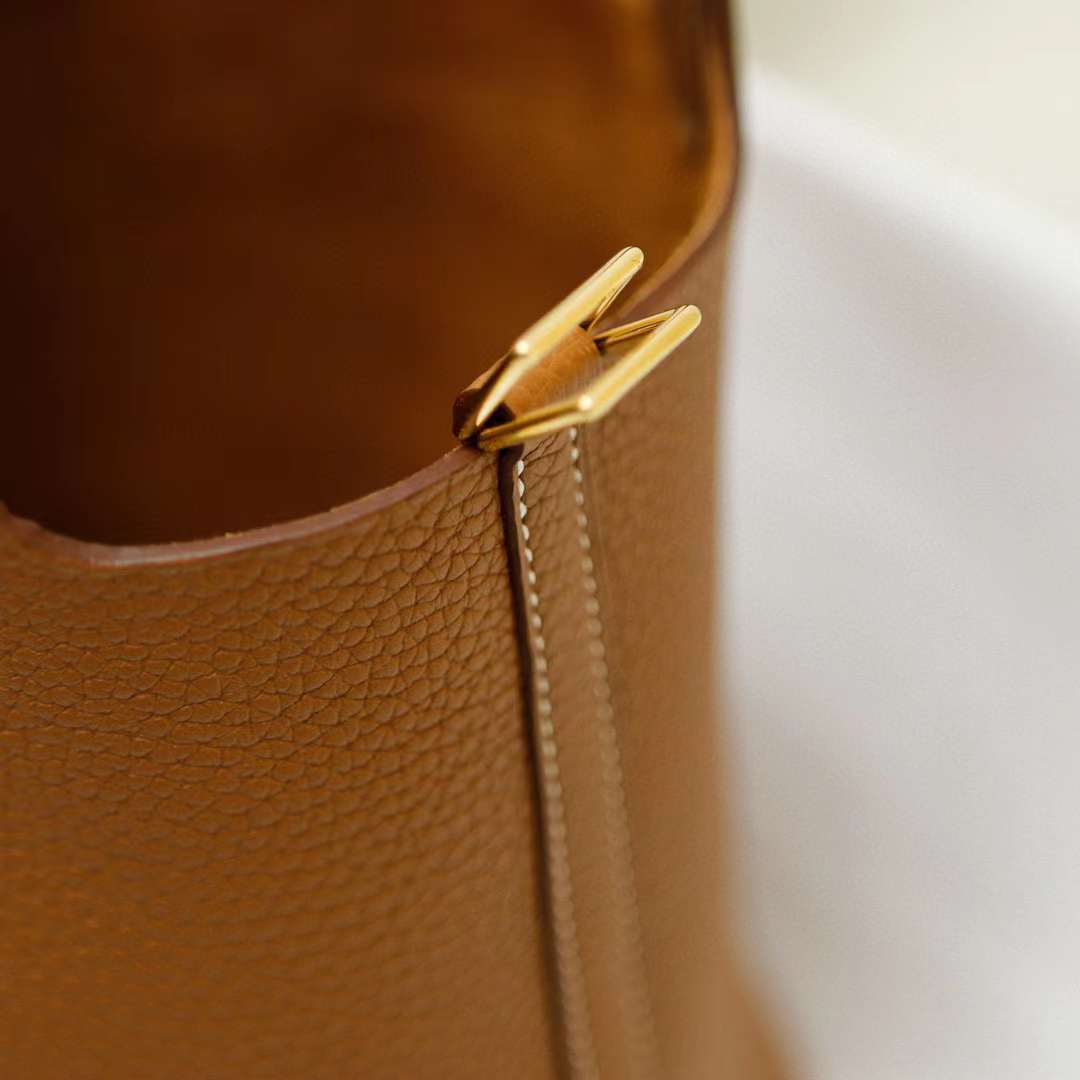 Hermès（爱马仕）Picotin 菜篮子 Clemence 原厂进口大牛皮 Ck37 金棕色 金扣 18cm 全手工蜡线缝制 Ghw