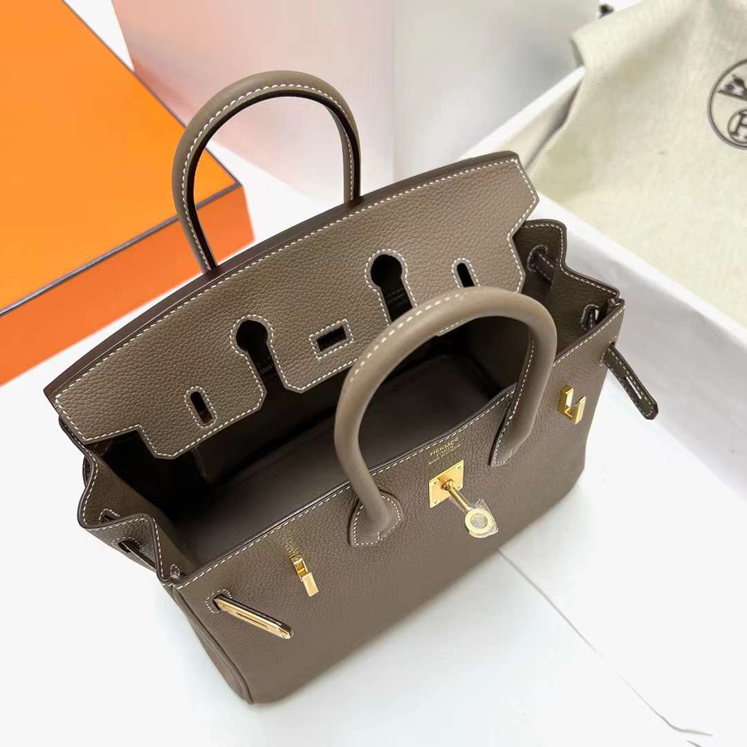 Hermès（爱马仕）Birkin 铂金包 Togo皮 Ck18 大象灰 金扣 25cm 全手工蜡线缝制 Ghw
