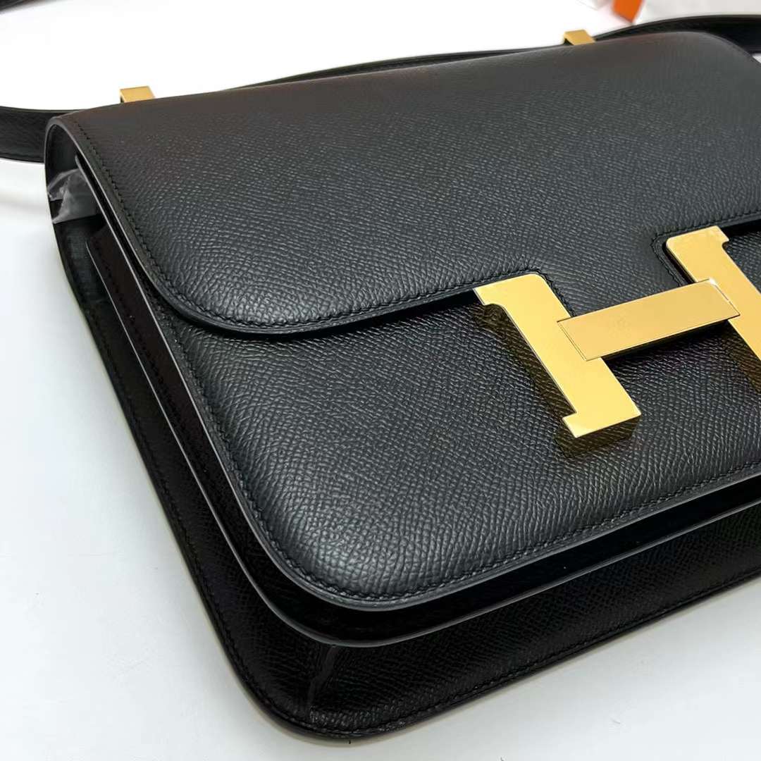 Hermès（爱马仕）Constance 康斯坦斯 Epsom Ck89 黑色 金扣 24cm 全手工蜡线缝制 Ghw