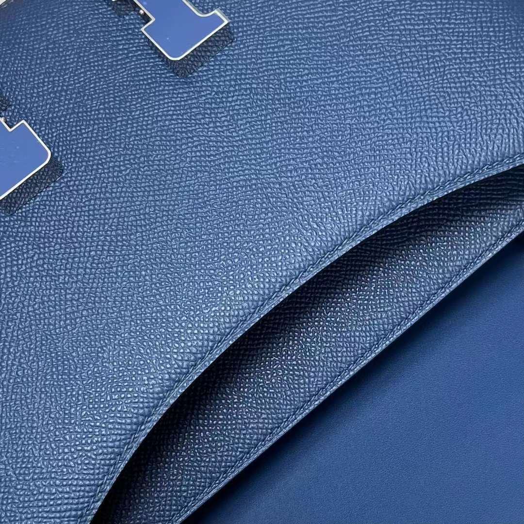 Hermès（爱马仕）Constance 康斯坦斯 Epsom皮 S4 深邃蓝 珐琅扣 24cm 全手工蜡线缝制