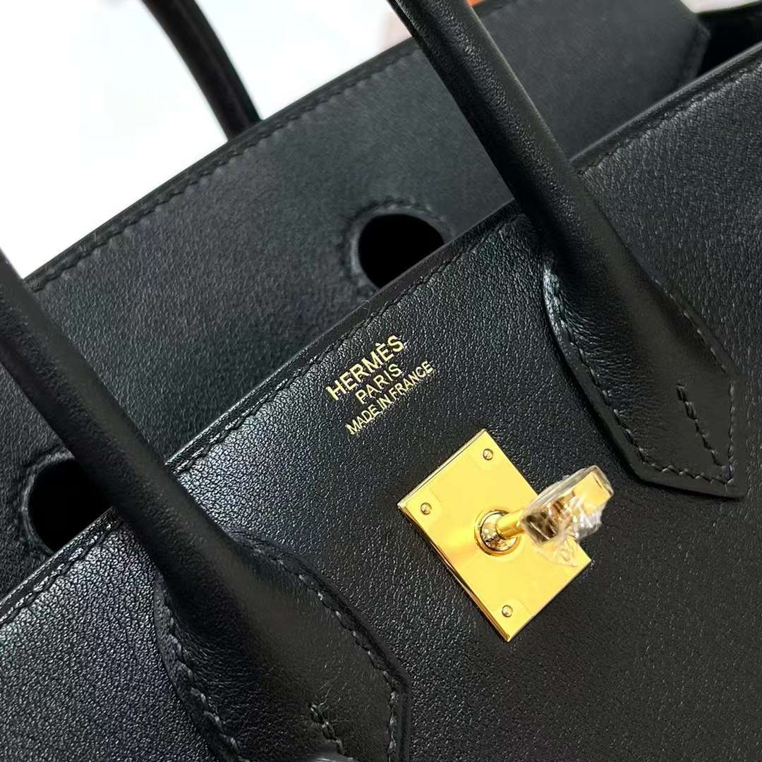 Hermès（爱马仕）Birkin 铂金包 Swift Ck89 黑色 金扣 25cm 全手工蜡线缝制 Ghw