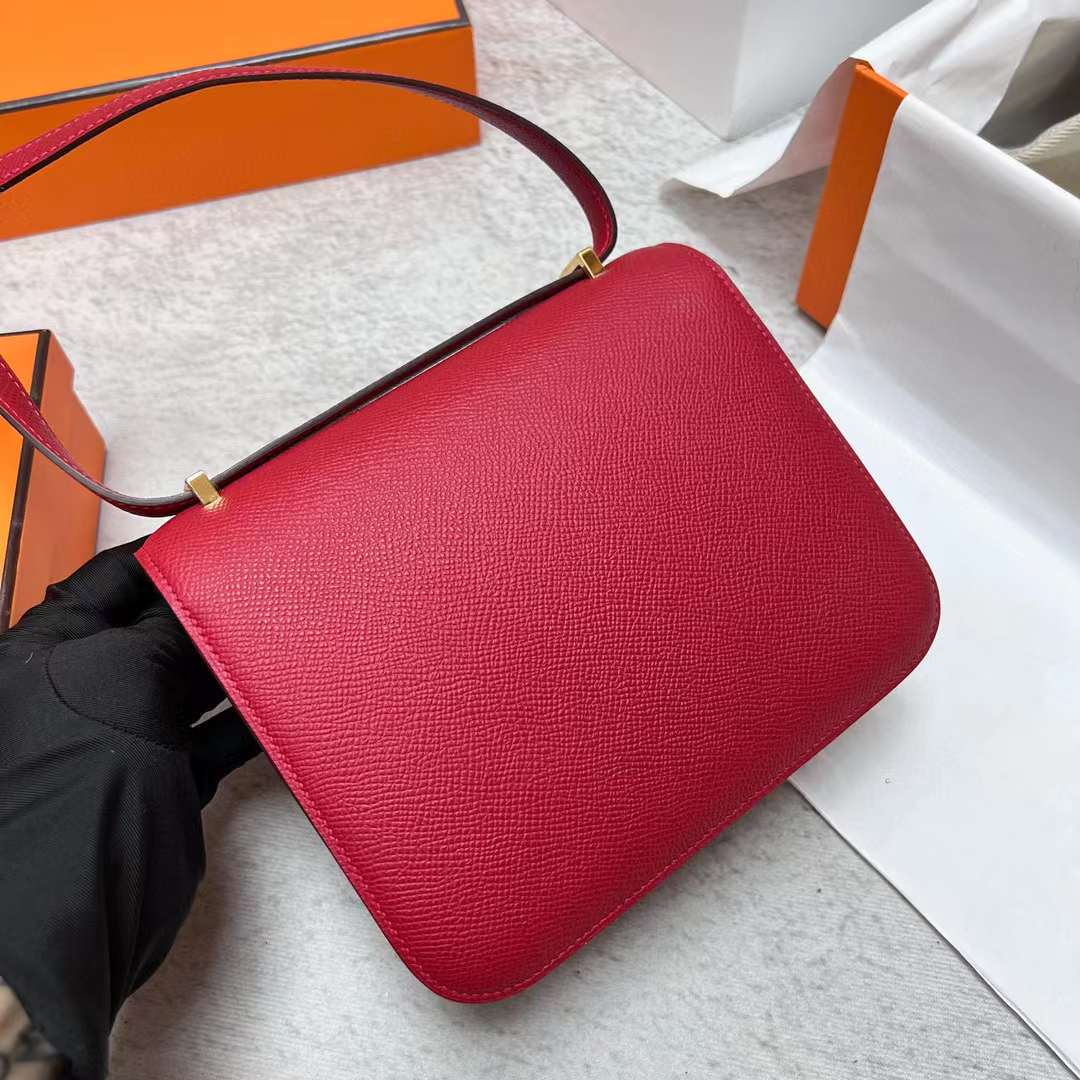 Hermès（爱马仕）Constance 空姐包 Epsom Q5 国旗红 金扣 19cm 全手工蜡线缝制 Ghw