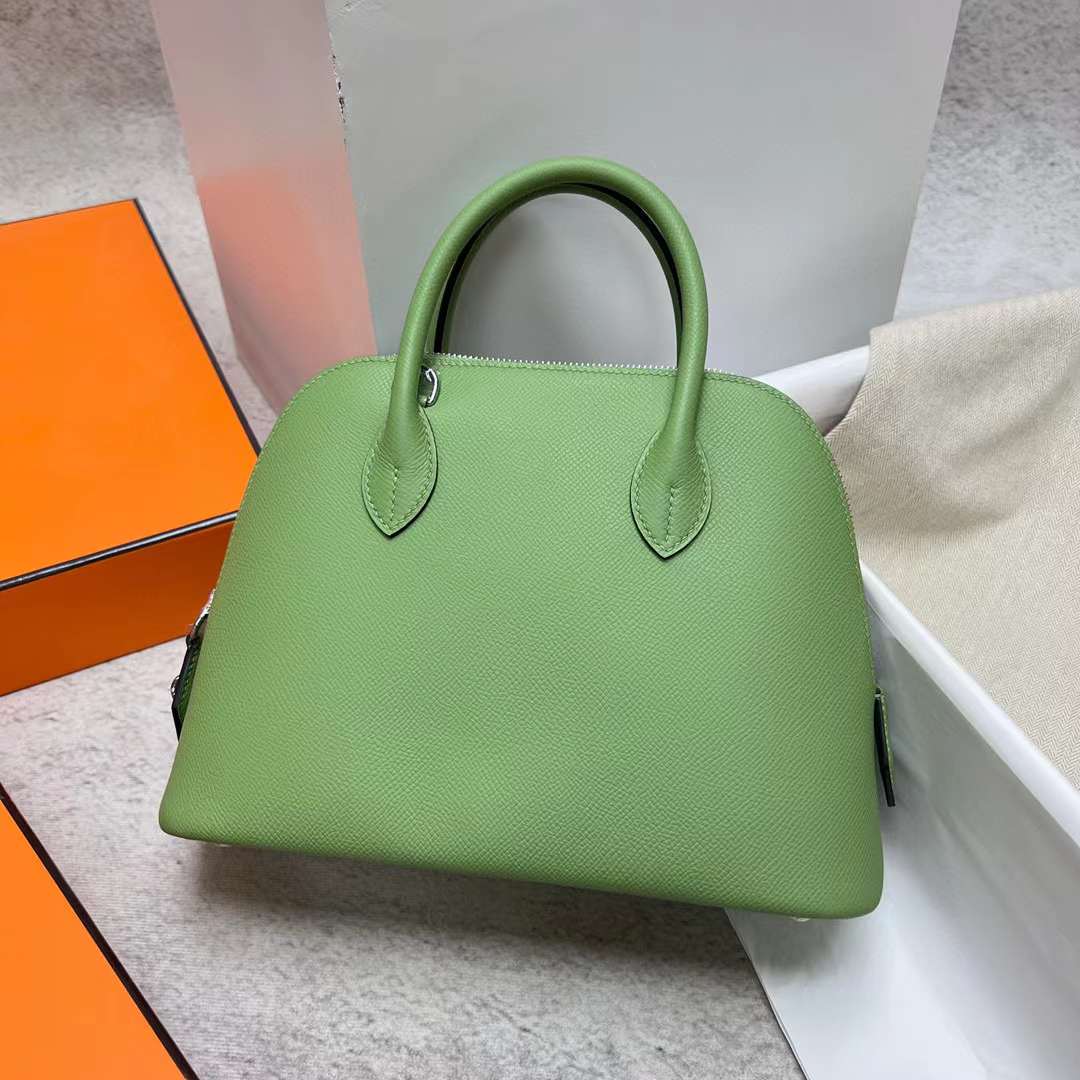 Hermès（爱马仕）Bolide 保龄球包 Epsom i3 牛油果绿 银扣 25cm 全手工蜡线缝制 Phw