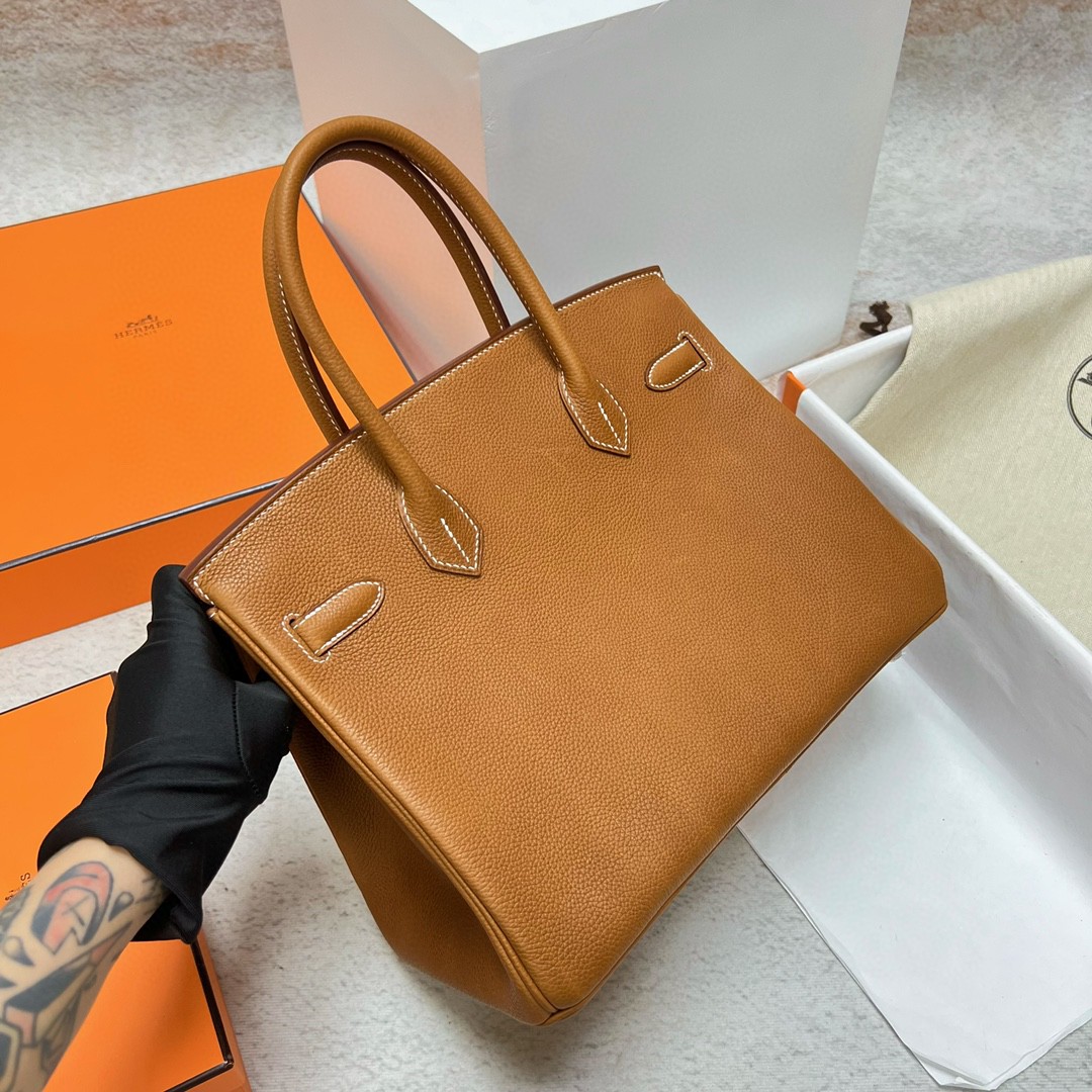 Hermès（爱马仕）Birkin 铂金包 福宝 马鞍皮 金棕色 Gold 银扣 Phw 30cm