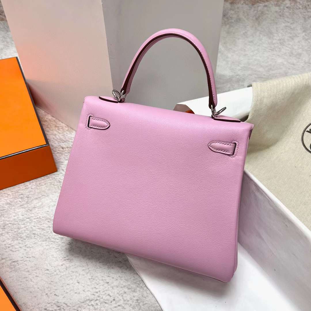 Hermès（爱马仕）Kelly 凯莉包 Swift X9 锦葵紫 银扣 25cm 全手工蜡线缝制 Phw