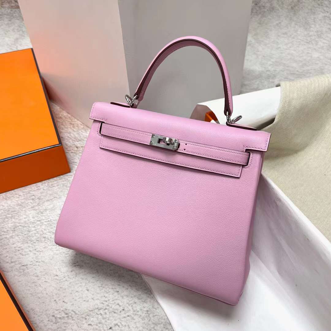 Hermès（爱马仕）Kelly 凯莉包 Swift X9 锦葵紫 银扣 25cm 全手工蜡线缝制 Phw