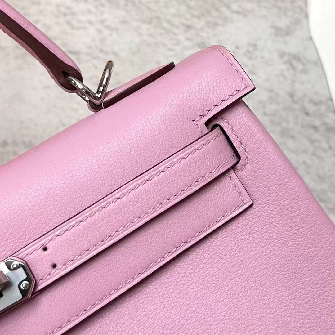 Hermès（爱马仕）Kelly 凯莉包 Swift X9 锦葵紫 银扣 25cm 全手工蜡线缝制 Phw