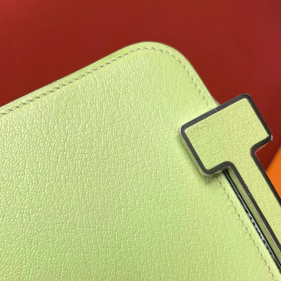 Hermès（爱马仕）Geta 木屐包 Chevre 进口山羊皮 R9 嫩芽黄 银扣 20cm 全手工蜡线缝制 Phw