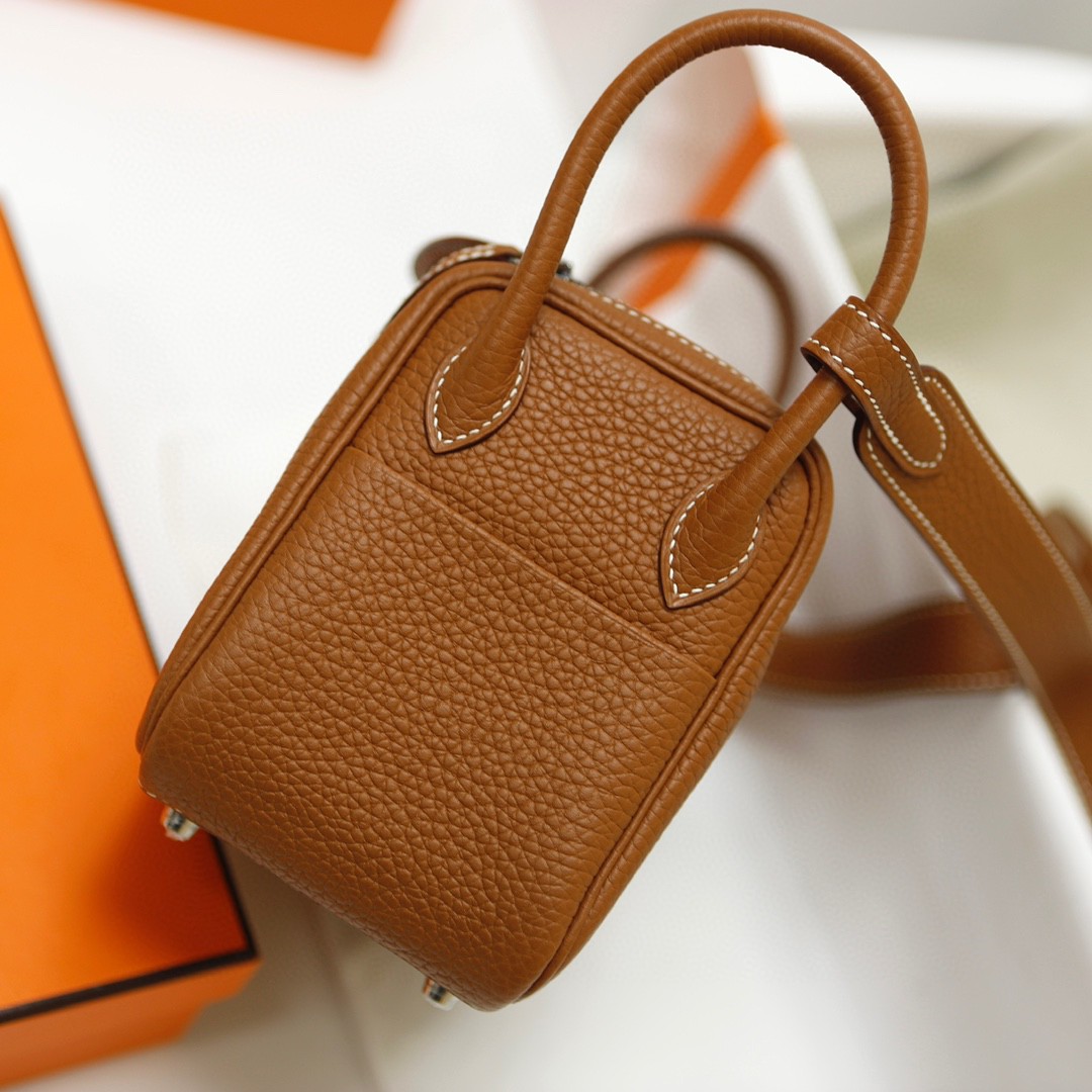 Hermès（爱马仕）Mini lindy 迷你琳迪包 Togo皮 ck37 金棕色 Gold 银扣 Phw 20cm 顶级手缝