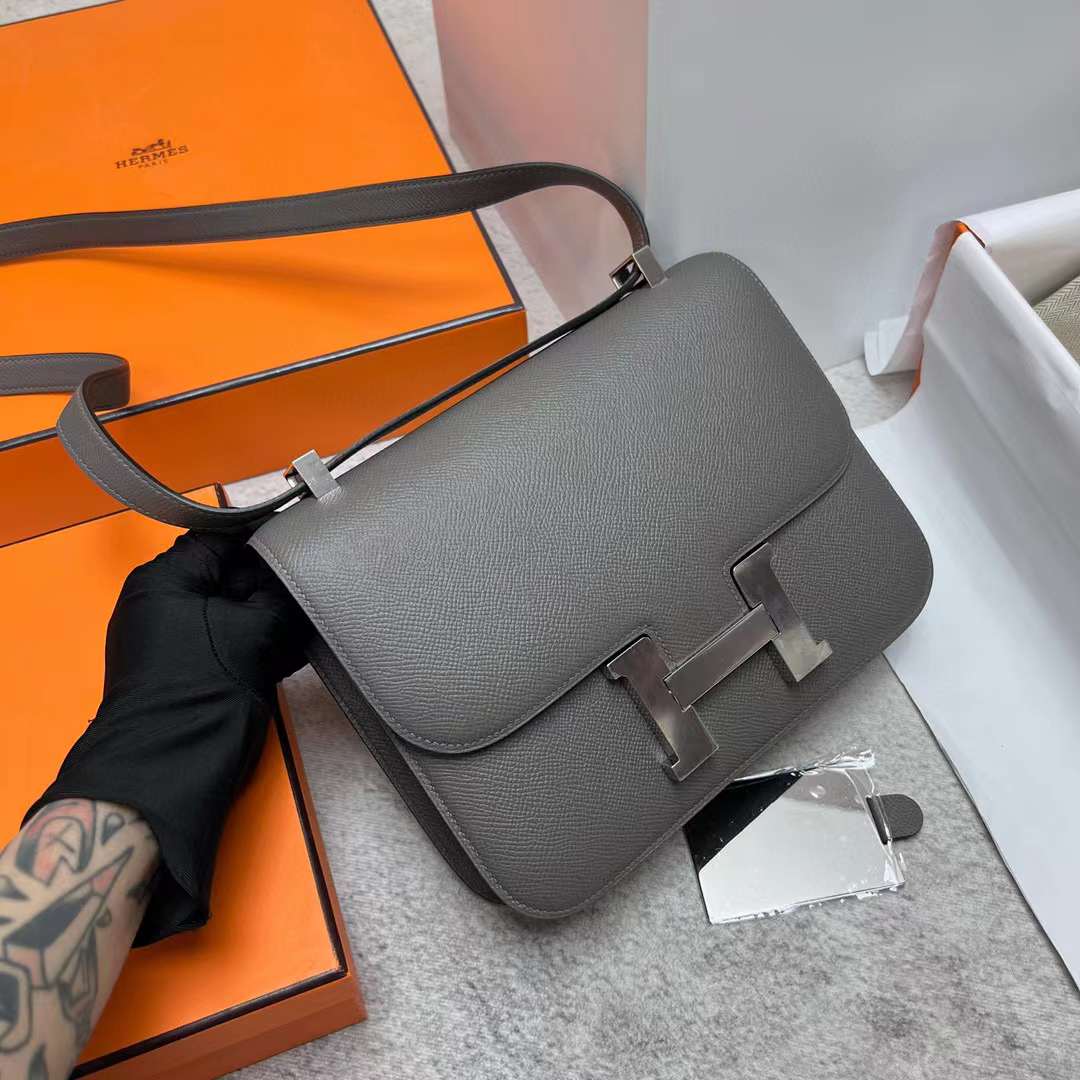Hermès（爱马仕）Constance 24-1 Epsom 0L 积雨云灰 银扣 24cm 全手工蜡线缝制 Phw