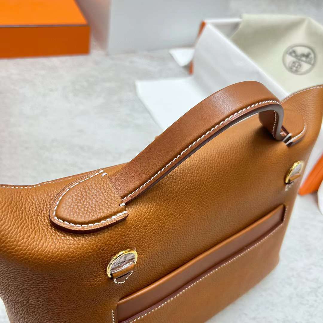 Hermès（爱马仕）Kelly 2424 Barenia 颗粒马鞍皮 拼 平纹马鞍皮 34 金棕色 金扣 29cm 全手工蜡线缝制 Ghw