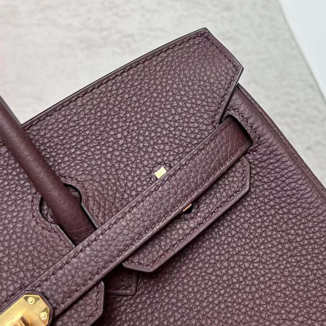 Hermès（爱马仕）Birkin 铂金包 Togo Ck46 乌木色 金扣 25cm 全手工蜡线缝制 Ghw