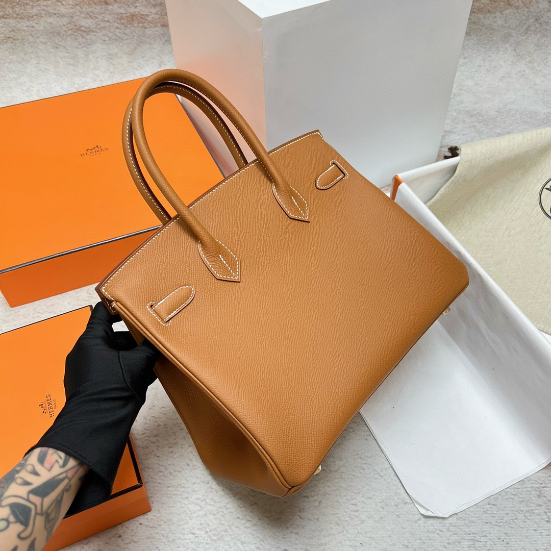 Hermès（爱马仕）Birkin 铂金包 Epsom 原厂掌纹皮 ck37 金棕色 Gold 金扣 GHW 30cm