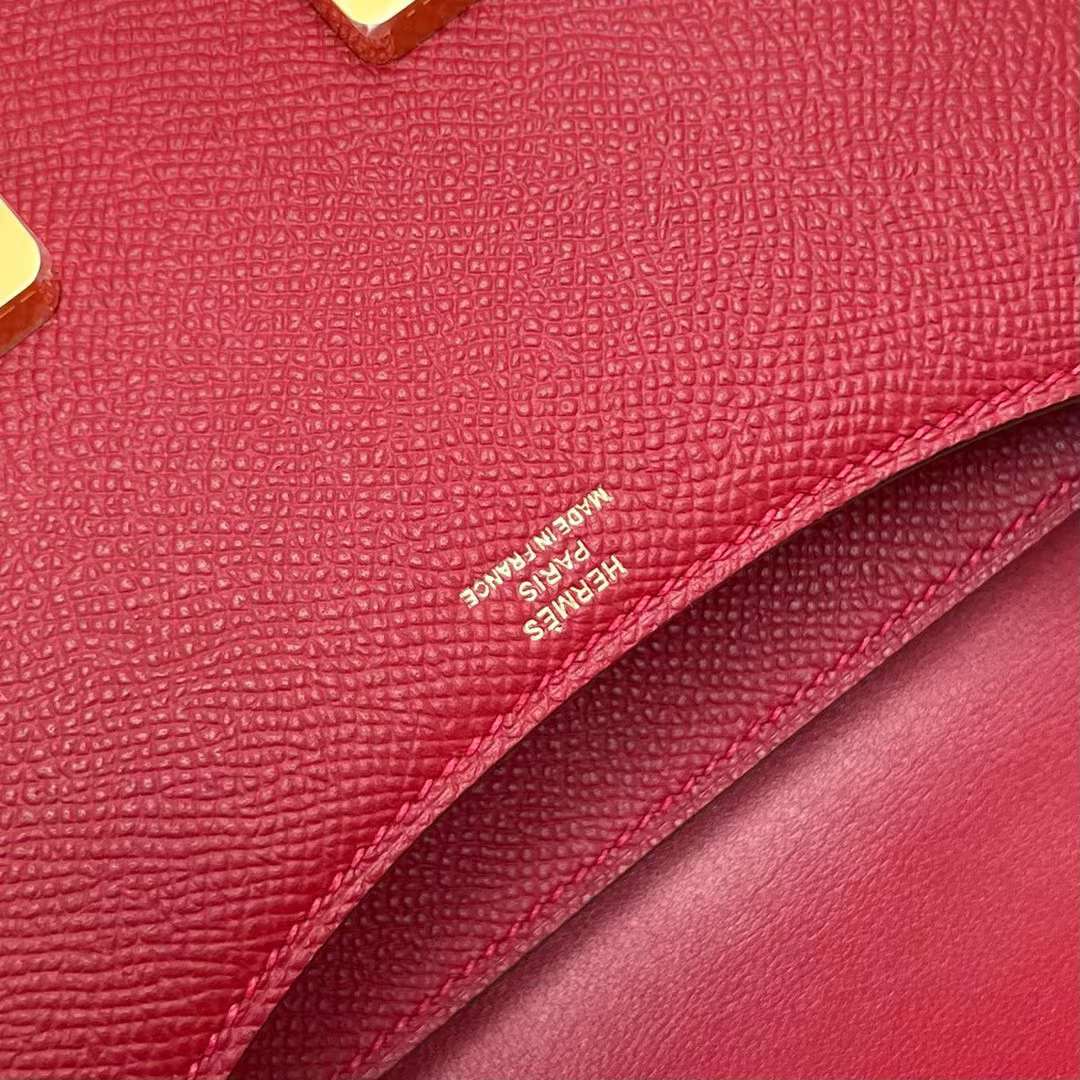 Hermès（爱马仕）Constance 空姐包 Epsom Q5 国旗红 金扣 19cm 全手工蜡线缝制 Ghw
