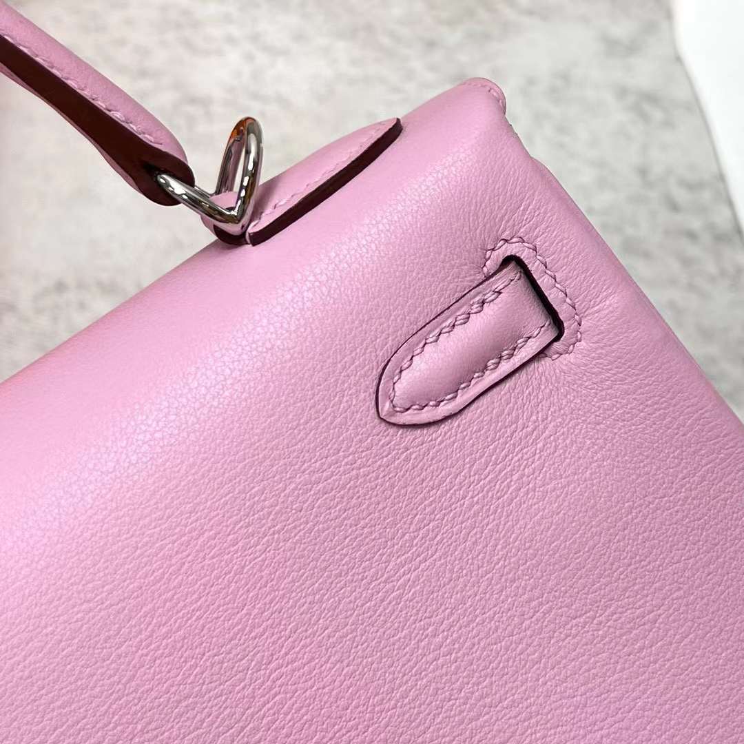 Hermès（爱马仕）Kelly 凯莉包 Swift X9 锦葵紫 银扣 25cm 全手工蜡线缝制 Phw
