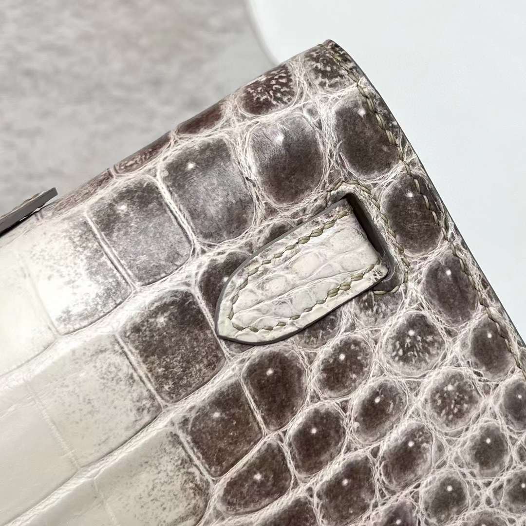 Hermès（爱马仕）Kelly cut 雾面鳄鱼皮 Himalayan 喜马拉雅 31cm 全手工蜡线缝制 Phw
