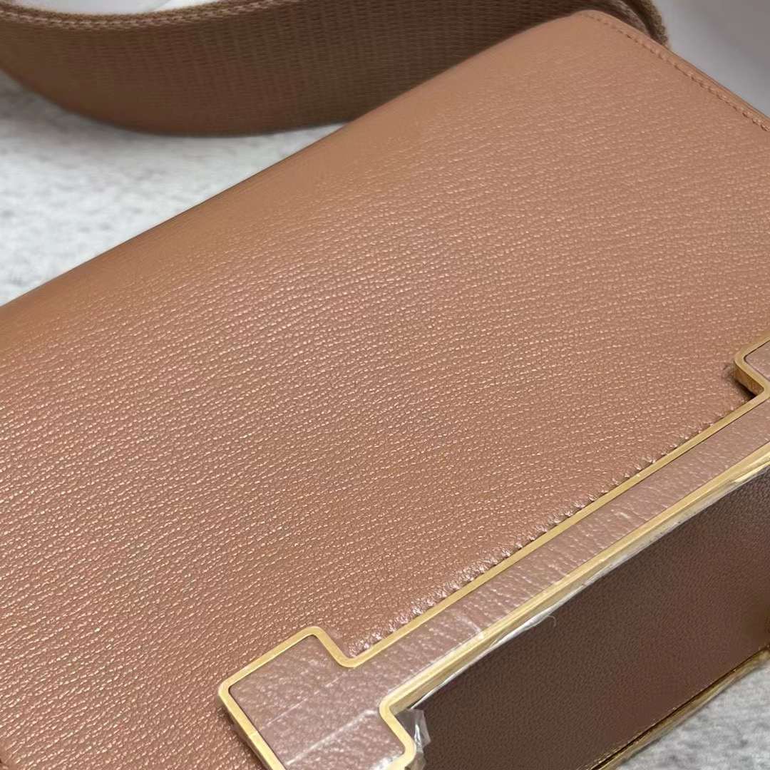 Hermès（爱马仕）Geta 木屐包 Chevre 进口山羊皮 2J 雀木色 金扣 20cm 全手工蜡线缝制 Ghw