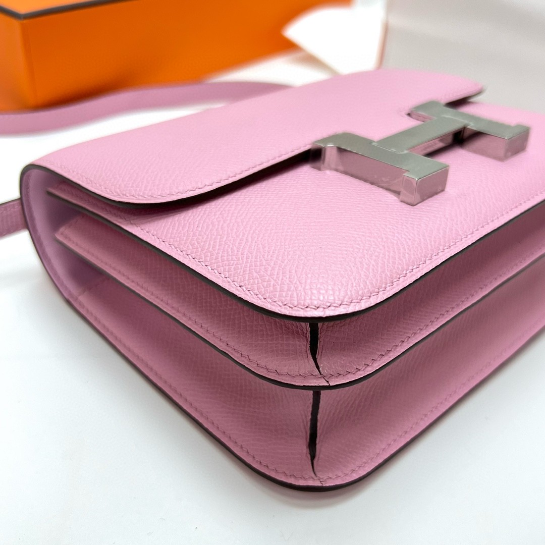 Hermès（爱马仕）Constance 空姐包 Epsom 掌纹皮 X9 锦葵紫 Mauve 银扣 PHW 18cm 顶级手缝