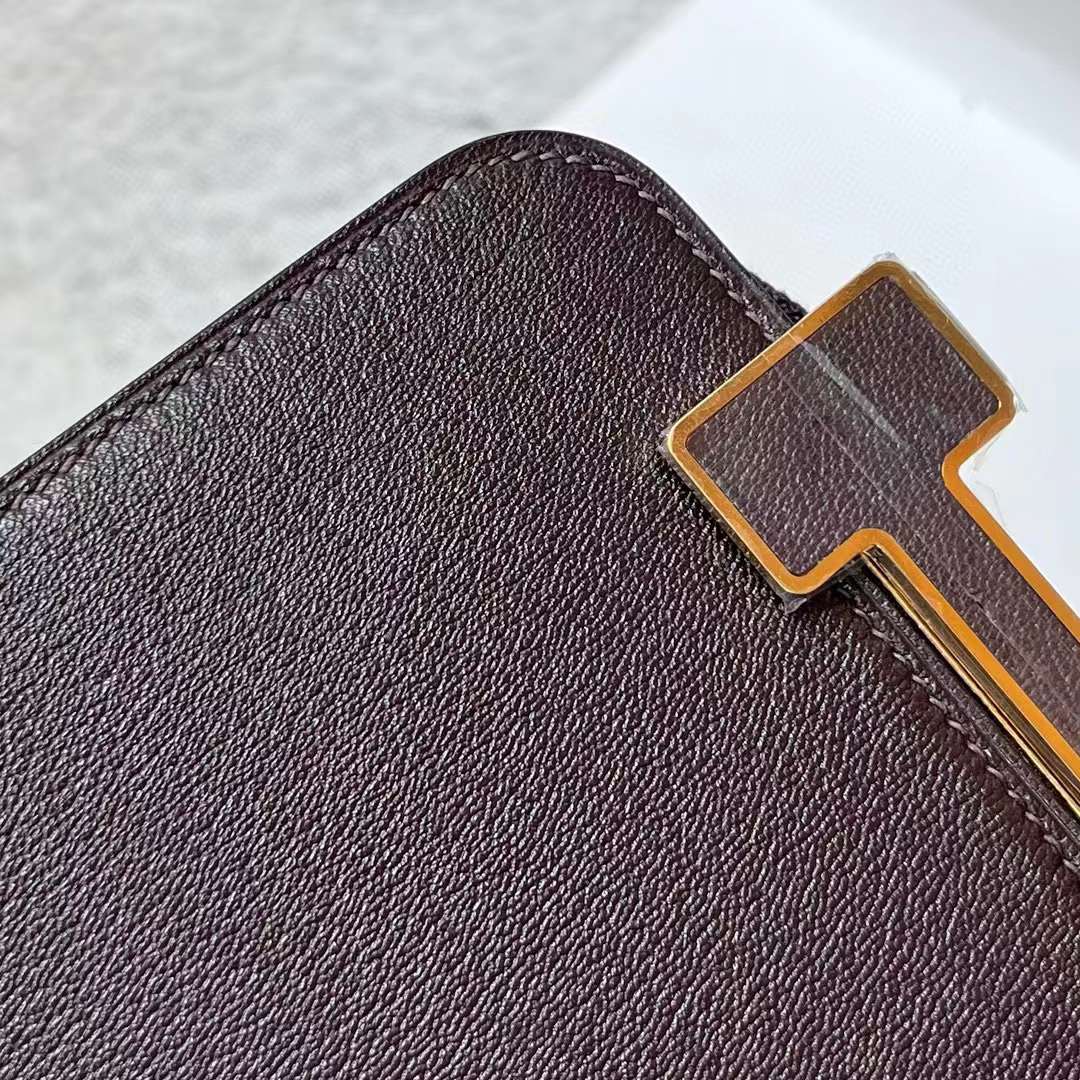 Hermès（爱马仕）Geta 木屐包 Chevre 进口山羊皮 0G 马鞍红 金扣 20cm 全手工蜡线缝制 Ghw