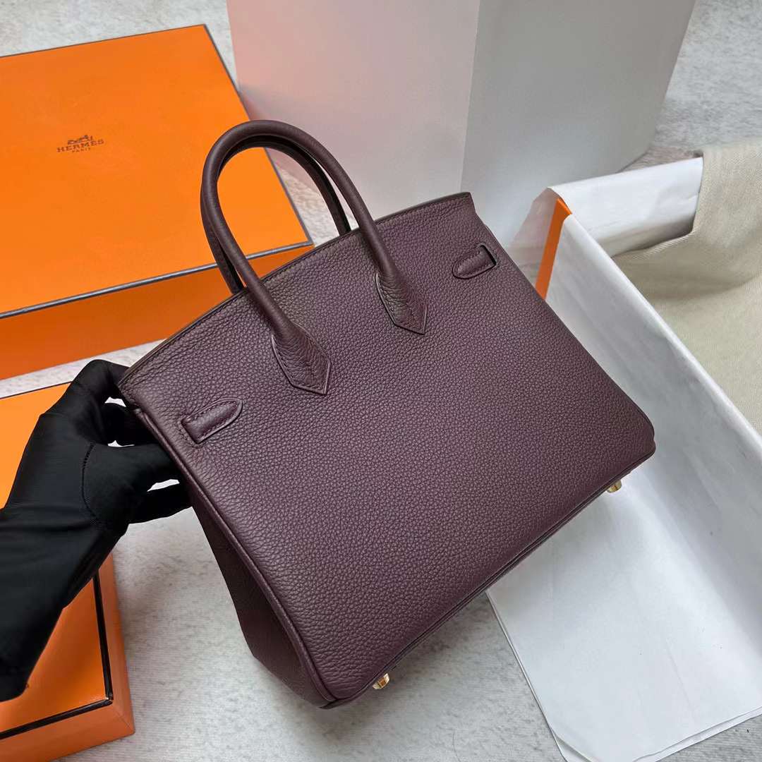 Hermès（爱马仕）Birkin 铂金包 Togo Ck46 乌木色 金扣 25cm 全手工蜡线缝制 Ghw